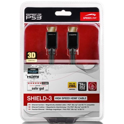 Кабель Speed-Link SHIELD-3 High Speed HDMI Cable with Ethernet -for PS3, 3m SL-4416-BK-300