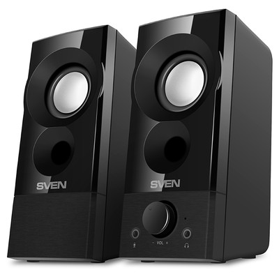 Колонки 2.0 SVEN 357 / 6W / USB-питание / Аудиовыходы на наушники и микрофон / Чёрный / корпус - пластик