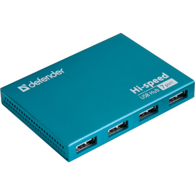Концентратор DEFENDER SEPTIMA SLIM USB2.0, 7портов,блок питания