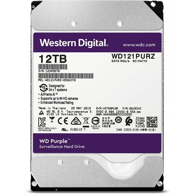 Жесткий диск 12 000Gb Western Digital 256MB 7200rpm  WD121PURP  для систем видеонаблюдения