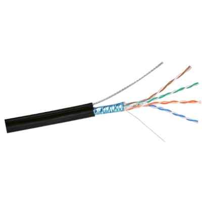 Кабель FTP 4 пары кат.5e ExeGate медь, 24AWG, экран, внешн., с тросом, катушка 305м, черн., PE(EX241488RUS)