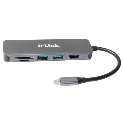 Док-станция D-Link (DUB-2327) USB Type-C (HUB 2xUSB 3.0, USB Type-C/PD 3.0, HDMI, слоты для карт SD и microSD)