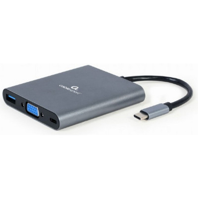 Док-станция Cablexpert (A-CM-COMBO6-01) USB Type-C (HUB USB 3.1, HDMI, VGA, PD, Card Reader, 3.5 mm) space grey