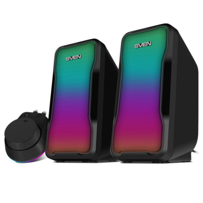 Колонки 2.0 SVEN 435 / 10W / USB-питание / RGB подсветка / Чёрный / корпус - пластик