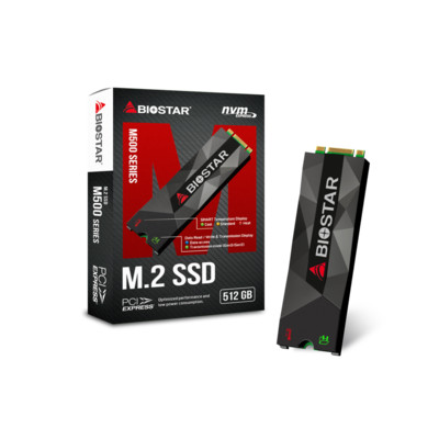 Диск SSD M.2 PCI-E 512Gb BIOSTAR M500 Series, M.2 PCI-E 3.0 x4, NVMe. Speed: Read-1700Mb/s, Write-1100Mb/s. SMART temperature display. размеры: 22 x 80 x 2 мм ( SE160PM535 )