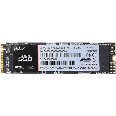 Жесткий диск SSD M.2 512GB Netac N930E Pro R2080/W1700Mb/s PCI-E 3.0 x4 2280 NT01N930E-512G-E4X 300 TBW