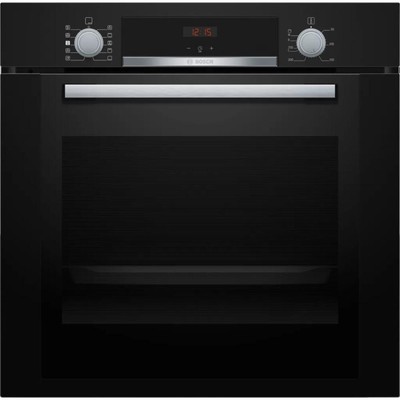 Духовой шкаф с добавлением пара Bosch HRA334EB0 (Serie 4 / 71 л / до 275 °C / Чёрное стекло / Гриль / Телескоп. напр. (x1) / EcoClean Direct / A)