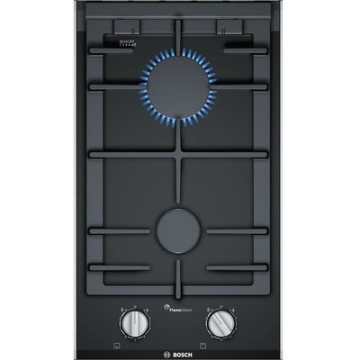 Поверхность газовая Bosch PRB3A6B70 (Serie8 / Domino / черный / 2 конфорки / стеклокерамика / чугун / FlameSelect)