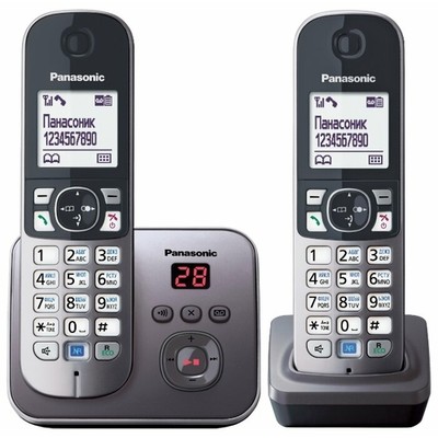 Телефон Panasonic KX-TG6822RUM серый металлик 2 трубки автоответчик