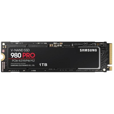 Диск SSD M.2 PCI-E 1000Gb (1TB) SAMSUNG 980 PRO, M.2 PCI-E 4.0 x4, NVMe. Форм-фактор 2280 (без радиатора). Скорость чтения - 7000MB/s, Скорость записи - 5000MB/s, ( MZ-V8P1T0BW )