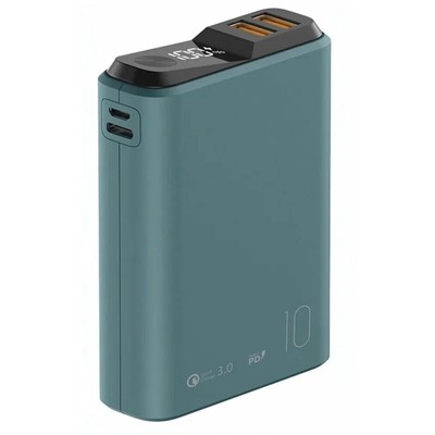 Портативный аккумулятор OLMIO QS-10, 10000mAh, 18W QuickCharge3.0/PowerDelivery, LCD, мурена