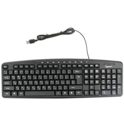 Клавиатура Gembird KB-8340UM-BL, черный, USB, черный, 107 клавиш + 9 доп. клавиш, кабель 1.7 метра