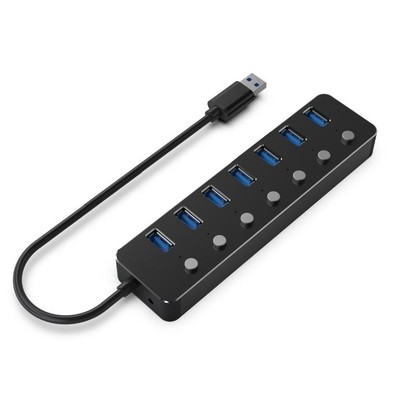 Концентратор GEMBIRD UHB-U3P7-01 USB 3.0 hub, 7 ports, black color 