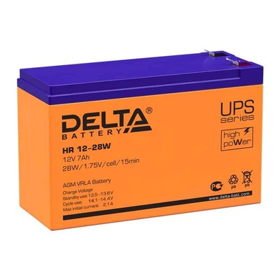 Батарея 12V/ 7,0Ah DELTA HR 12-28 W, клеммы F2 срок службы 8лет