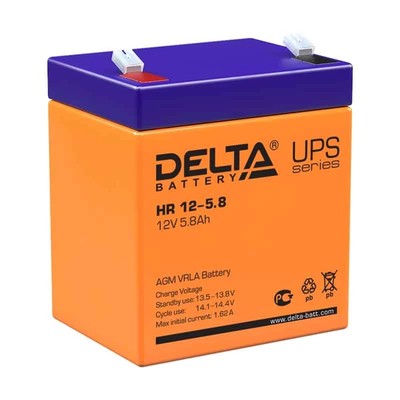 Батарея 12V/ 5,8Ah Delta HR12-5.8 клеммы F2 срок службы 8лет