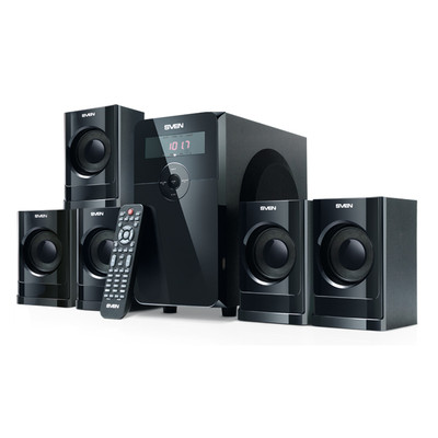 Колонки 5.1 SVEN HT-200 / 80W / Питание 220В / USB / SD / FM / ПДУ / Чёрный / Корус - дерево (MDF)