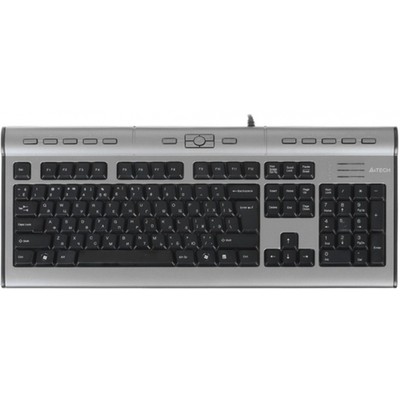 Клавиатура A4Tech Fstyler KLS-7MUU, USB, серебристый/черный, + USB порт и 3.5мм для гарнитуры