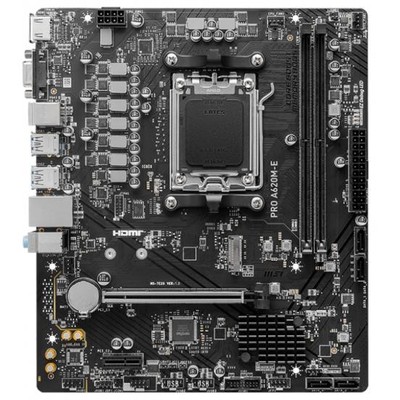 МП <AM5> MSI PRO A620M-E 2DDR5,1PCIe1,1PCIe16,1M2,4SATA, 4USB3, 2USB2, HDMI, VGA (D-Sub)