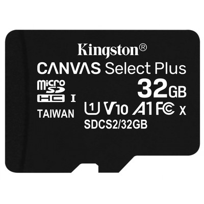 Память micro Secure Digital Card 32Gb class10 Kingston Canvas Select Plus CL10 UHS-I Card + SD Adapter [SDCS2/32GB]