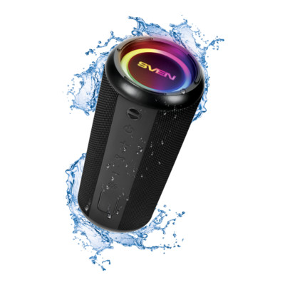 Беспроводная портативная колонка SVEN PS-315 / 20W / TWS/ USB / FM / Bluetooth / Waterproof (IPx6) / 2000mA*h / Чёрный / материал – пласти
