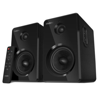 Колонки 2.0 SVEN SPS-730 / 50W / Питание - 220В / Аудиовыход на наушники / Bluetooth / Optical-in / Чёрный / корпус - дерево (MDF)
