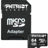 Память micro Secure Digital Card  64Gb class10 PATRIOT / +адаптер [PSF64GMCSDXC10]
